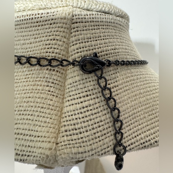 Black and Clear Rhinestone Necklace with Black Chain. (D-Y) - Picture 6 of 6